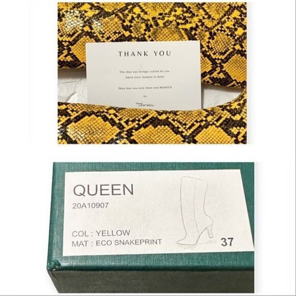 NIB Chelsea Paris Queen Boots, Yellow Snake Print, Size 37EU - Picture 10 of 15